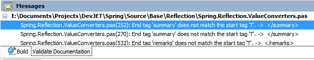 ValidateDocumentationMessages